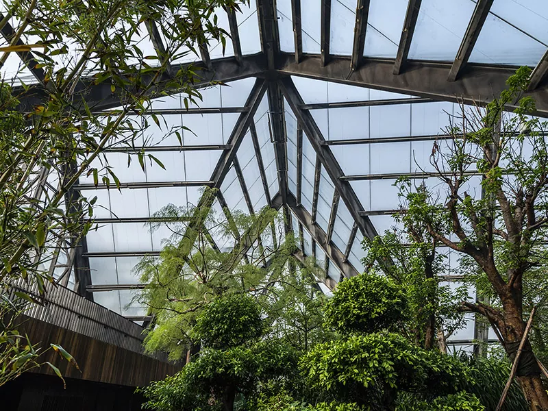 Salle botanique à structure métallique